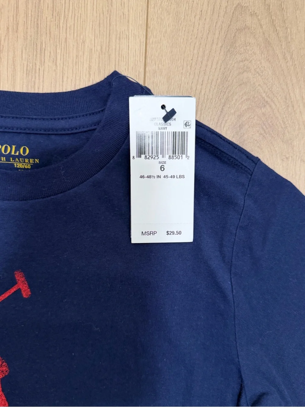 Polo by Ralph Lauren Navy Tee with Red Logo & Gray Drawstring Shorts